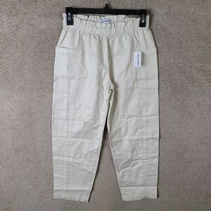 Old Navy Pants Girls L Beige Paperbag Pull On High Waist Lightweight Cotton‎ NEW